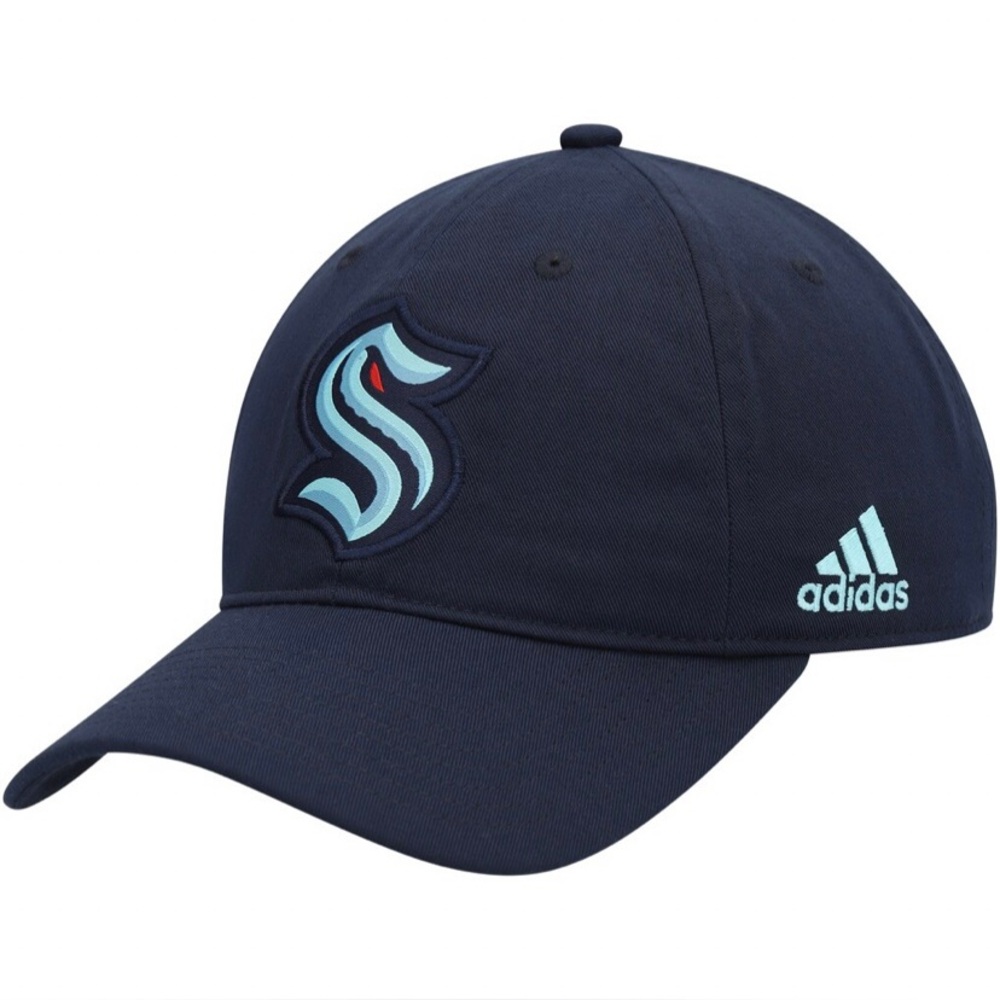 NEW Adidas Seattle Kraken Logo NHL Hat Cap Adjustable One Size Fits - Navy Blue